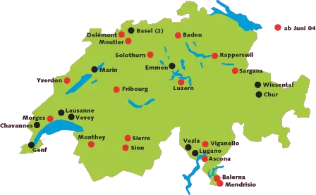 Map of Manor stores across the Swiss language regions